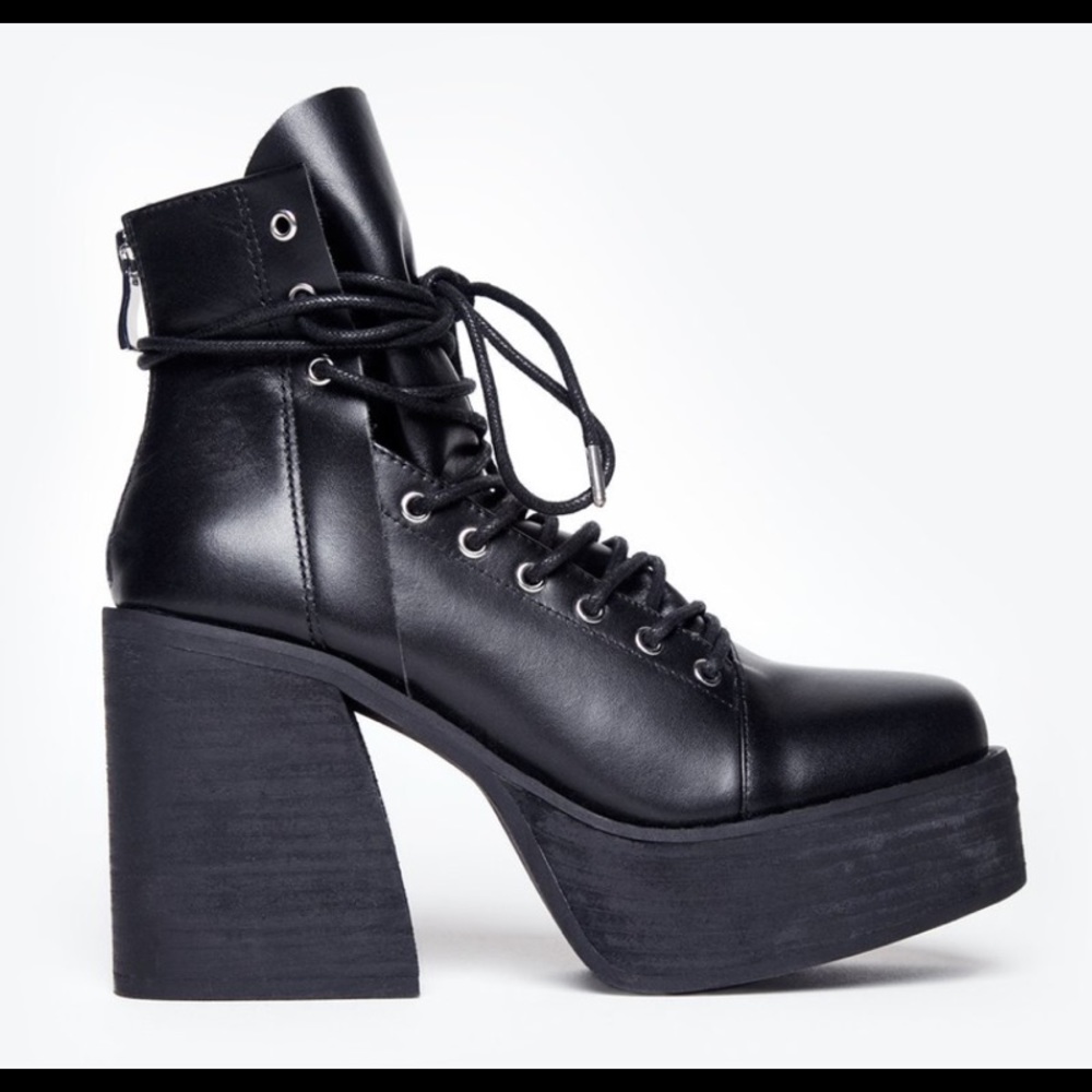 Teleport Nocturnal Black Platform Boots Size 8